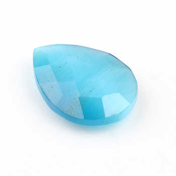 Best Selling 16x22mm Blue Cats Eye Synthetic Quartz High-Polished Pear Faceted Briolette Loose Gemstone for Jewelry Making