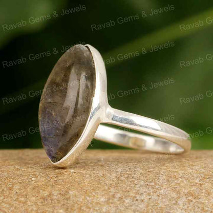 Superb Quality Labradorite Solid 925 Sterling Silver 8x16mm Marquise Shape Gemstone Women Handmade Designer Fine Ring