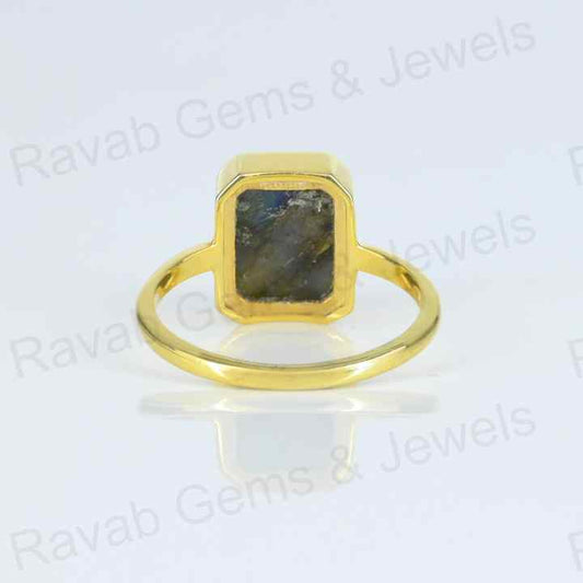 Beautiful Handmade 925 Silver 8x10mm Octagon Shape Natural Labradorite Stone Gold Vermeil Eternity Fine Jewelry Ring for Women
