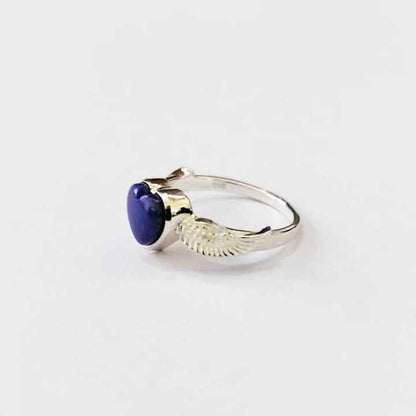 Best Quality Genuine Lapis Lazuli Heart Shape Bezel Setting 10mm Angle Wing Design Solid 925 Sterling Silver Handmade Jewelry