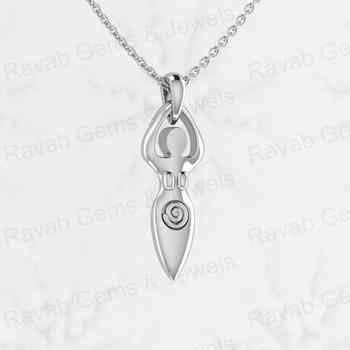 925 High Quality Solid Sterling Silver 25mm Goddess Fertility Spiritual Symbol Necklace Fine Pendant Charm for Valentine Gift