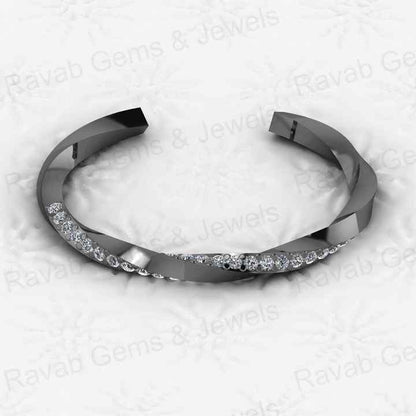 New Arrival Solid 925 Sterling Silver 18k Gold Plated Designer Twisted Band Concave Rhombus CZ Bracelet for Women Jewelry