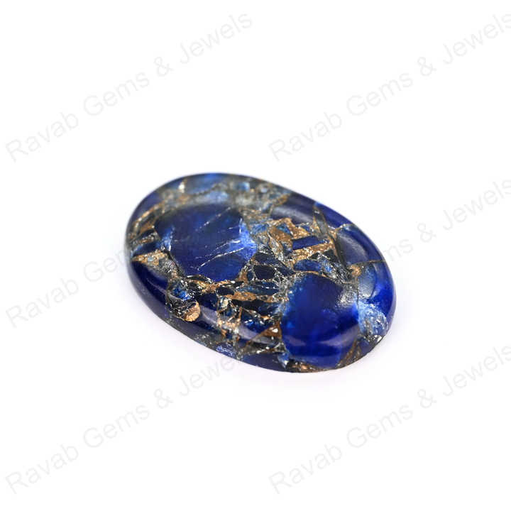 Best Selling 20x30mm Mohave Sapphire Composite Copper Cabochons High-Polished Quartz Gemstone Smooth Oval Shape Jewelry Making