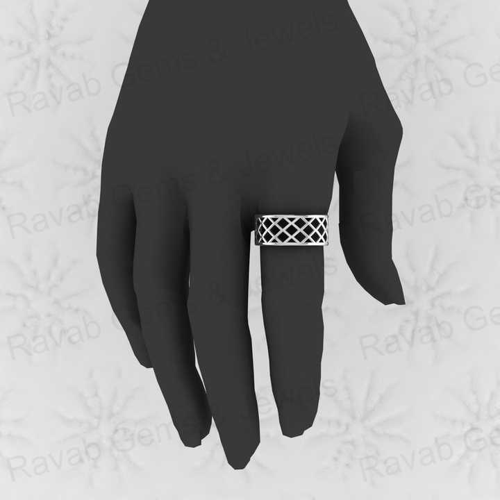 New Arrival Genuine 925 Sterling Silver 9mm Wide Band Checkered Pattern Filigree Personalized Men's Ring Fine Handmade Jewelry