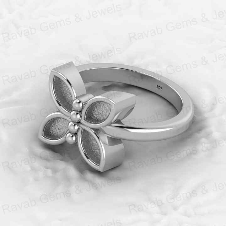 Genuine 925 Silver 3x6mm Marquise Butterfly Semi Mount Blank Setting Ring Good for Resin & Ashes Work Keepsake DIY Jewelry