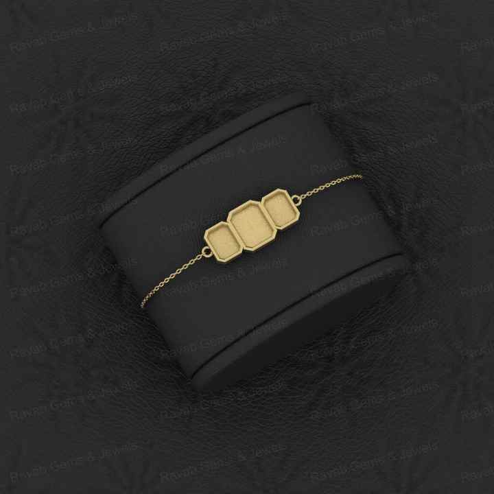 Superb Quality 925 Solid Silver Semi Mount Bracelet Octagon Tiny Resin Gemstone Keepsake With Ashes Setting Jewelry Findings