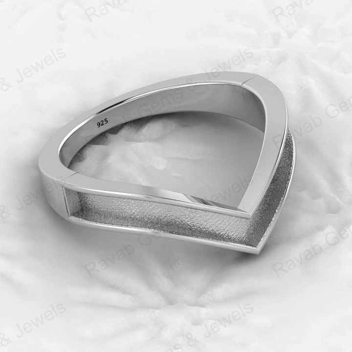 Genuine 925 Sterling Silver CZ V Chevron Wishbone Semi Mount Best Quality Blank Ring Setting for DIY Jewelry Findings Components
