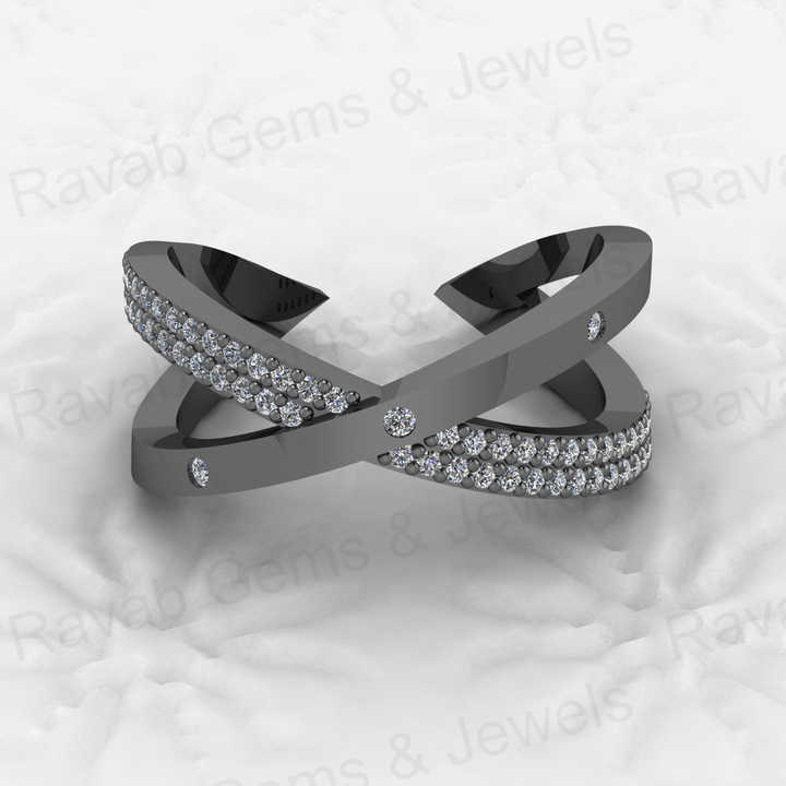 Best Selling Genuine 925 Silver Vermeil CZ Round Cut Criss-Cross Eternity Band Women's Adjustable Ring Personalized Fine Jewelry