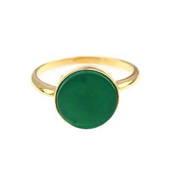Beautiful Design 18K Gold Plated Solid 925 Sterling Silver Ring High Quality Natural Green Onyx Stone Fine Rings for Women