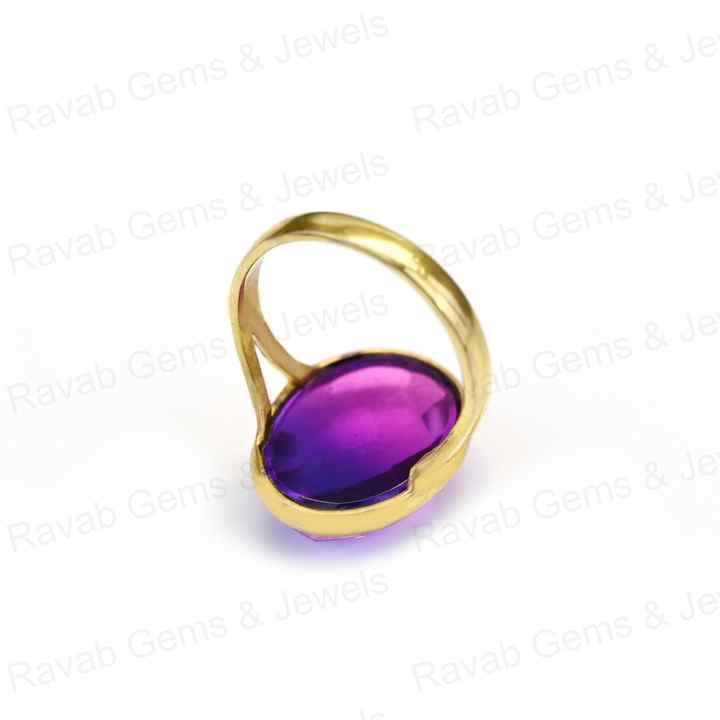 Women's Fine Jewelry Best Quality Solid 925 Sterling Silver Bio Purple Tourmaline Ring Oval Checker Cut Bezel Setting Ring