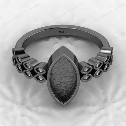 High Quality 925 Sterling Silver 12x16mm Marquise Semi Mount Blank Bezel Setting Ring Good for Resin Gemstone Jewelry Component