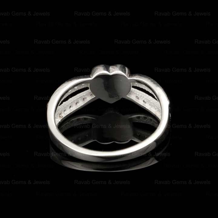 925 Sterling Silver Solid Silver 6mm Heart With Zircon Semi Mount Blank Bezel Setting Ring for Keepsake Breastmilk Jewelry