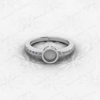 Genuine 925 Sterling Silver Wedding Design CZ Semi Mount Blank Setting Ring Good for Resin & Ashes Work Keepsake DIY Jewelry