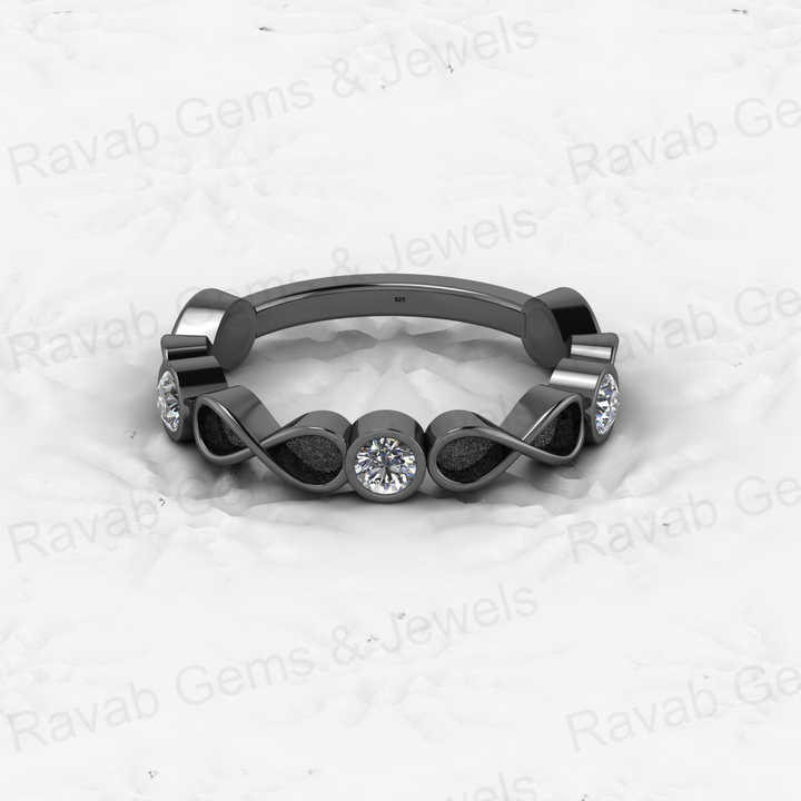 925 Solid Sterling Silver 3mm Round Semi Mount Blank Setting Eternity Ring for Breastmilk & Keepsake Resin Ceramic Jewelry