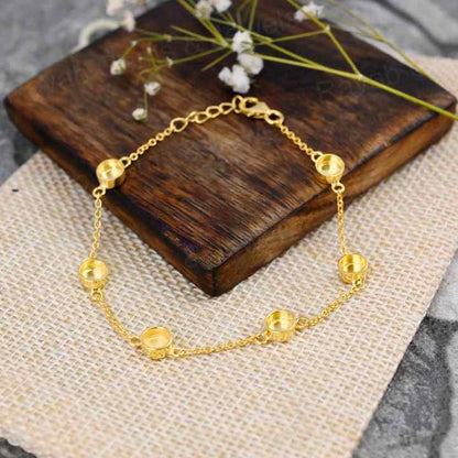 Handmade 925 Silver 18K Gold Plated 5mm Collet Base Breast Milk DIY Ashe Keepsake Bracelet with Zircon Stone Setting Jewelry