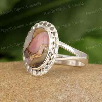 Superb Quality Genuine Pink Copper Opal Solid 925 Sterling Silver 10x14mm Oval Shape Designer Handmade Birthday Ring for Women