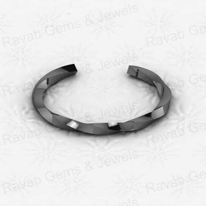 Top Selling 925 Sterling Silver 18k Gold Plated Attractive Twisted Band Concave Rhombus CZ Diamond Bangle for Men's Jewelry