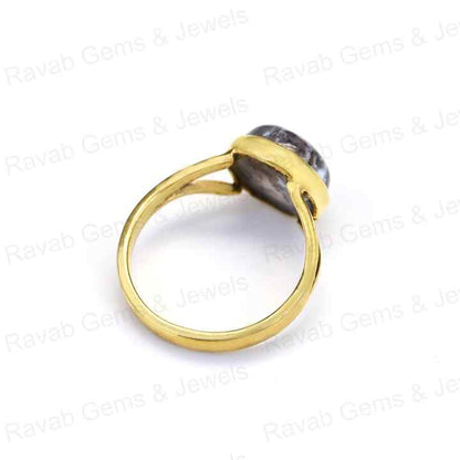 Beautiful 12mm Natural Dendrite Opal Gemstone 925 Silver Vermeil Split Eternity Round Bezel Statement Ring Women Fine Jewelry