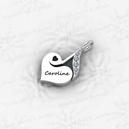 Top Selling 925 Genuine Silver CZ Love Heart Leaf Design Personalized Name Charm Pendant Minimalist Fine Jewelry for Women Gift