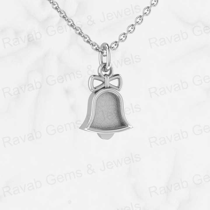 925 Sterling Silver 20x12mm Christmas Jingle Bell Blank Setting Semi Mount Charm Pendant for Resin & Ashes Work Keepsake Jewelry