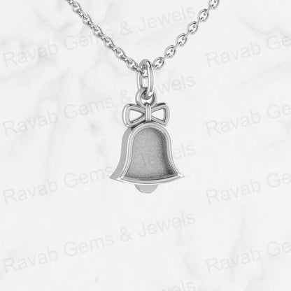 925 Sterling Silver 20x12mm Christmas Jingle Bell Blank Setting Semi Mount Charm Pendant for Resin & Ashes Work Keepsake Jewelry