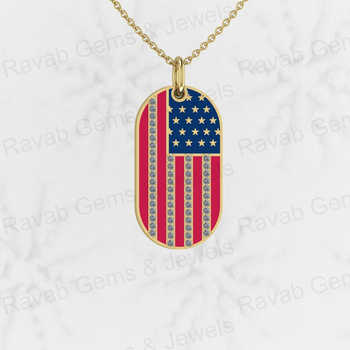 Top Trending 925 Sterling Silver USA American Flag Pendant Necklace Customized Genuine CZ Diamond Enamel Fine Pendants Charms