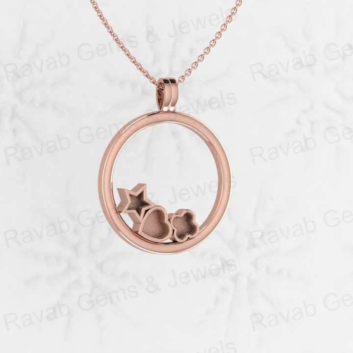 925 Sterling Silver 30mm Circle With Star Heart Clover Semi Mount Blank Pendant Resin Ashes Necklace Work Jewelry Findings Charm