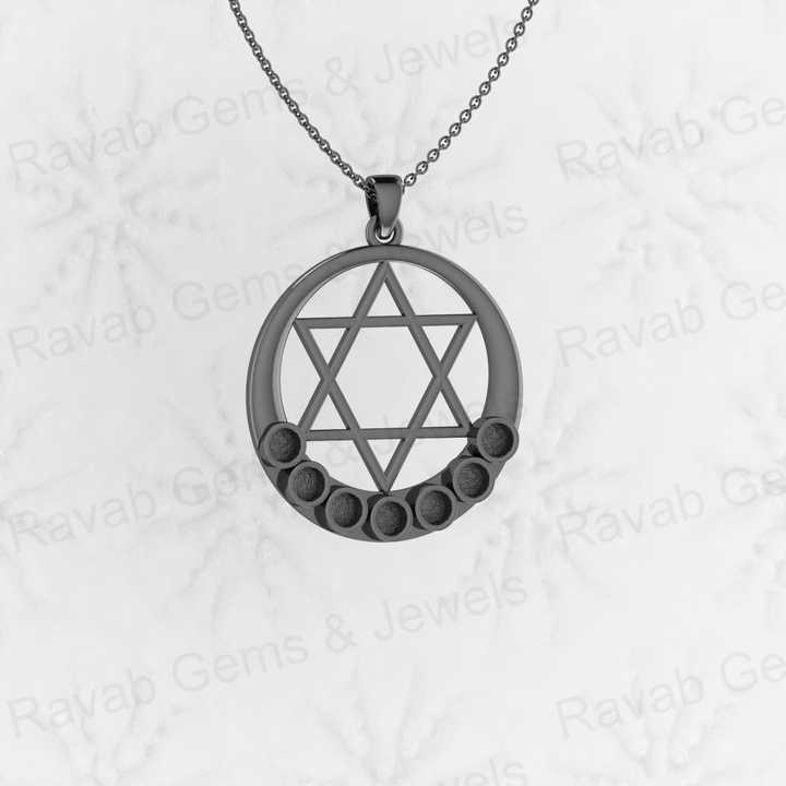 Genuine 925 Silver Star David Chakra Semi Mounting Blank 42x34mm DIY Jewelry Finding Components for Custom DIY Pendant Settings