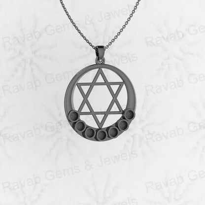 Genuine 925 Silver Star David Chakra Semi Mounting Blank 42x34mm DIY Jewelry Finding Components for Custom DIY Pendant Settings