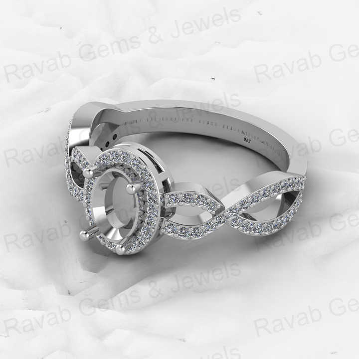 925 Solid Sterling Silver 8x6mm Oval Semi Mount Blank Setting Infinity Ring for Breastmilk & Keepsake Resin Ceramic Jewelry