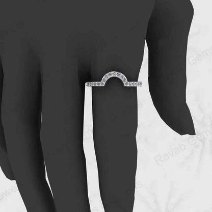 Top Selling Genuine 925 Silver Vermeil Half Eternity Band Dainty Micro Pave CZ Crescent Curve Minimalist Women Ring Fine Jewelry