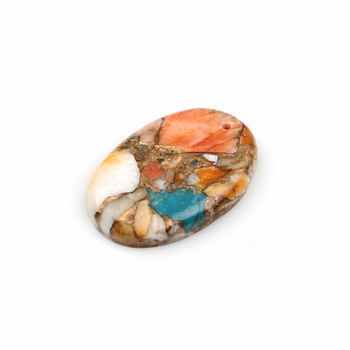High Quality 20x30mm Spiny Oyster Copper Turquoise Smooth Oval Cabochon Loose Gemstone for Jewelry Making