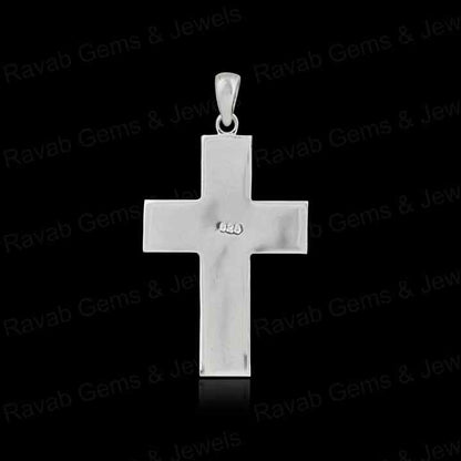 High Quality 925 Silver 20x38mm Cross Jesus Bezel Base Charm Pendant Setting Breast Milk Resin Ashes DIY Jewelry Components