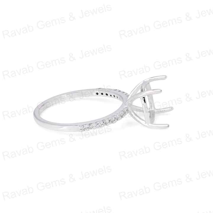 Handmade 925 Silver 18k Gold 10mm Cushion Eternity Band Prong Blank Gemstone Ring With CZ Setting Keepsake Breastmilk Jewelry