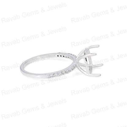 Handmade 925 Silver 18k Gold 10mm Cushion Eternity Band Prong Blank Gemstone Ring With CZ Setting Keepsake Breastmilk Jewelry