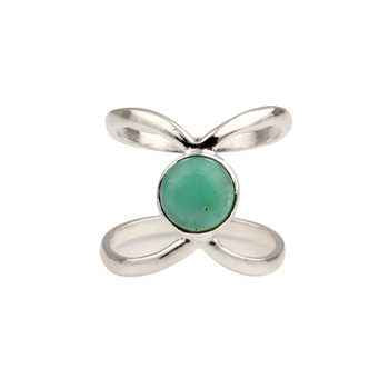 8mm Natural Chrysoprase Gemstone 925 Sterling Silver Minimalist Boho Double Band Dainty Stackable Finger Ring Fine Jewelry Women