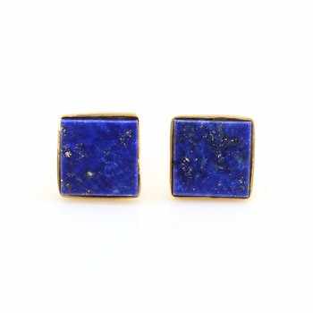 Best Selling 12mm Natural Lapis Lazuli Gemstone Bezel Sterling Silver Fine Stud Earrings Daily Wear Minimalist Hook Dainty Hook
