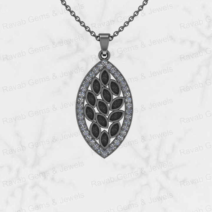 Solid 925 Silver 16x28mm Marquise Shape Semi Mounting Charm Pendant Setting for Resin Ashes Stone Jewelry Findings Components