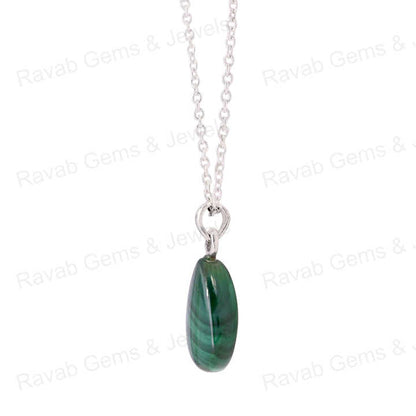 Beautiful 12x16mm Teardrop Malachite Healing Crystal Reiki Stone Handmade 925 Silver Choker Pendant Necklace For Women Jewelry
