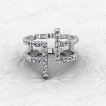 Best Selling 925 Silver Gold Vermeil Spiral Bar CZ Brilliant Eternity Double Band Adjustable Dainty Women Ring for Fine Jewelry