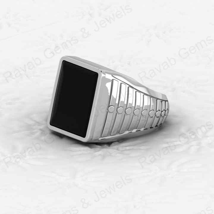 Best Selling Solid 925 Sterling Silver Smooth Black Onyx Rectangle Shape Signet Ring for Man Customized Handmade Fine Jewelry