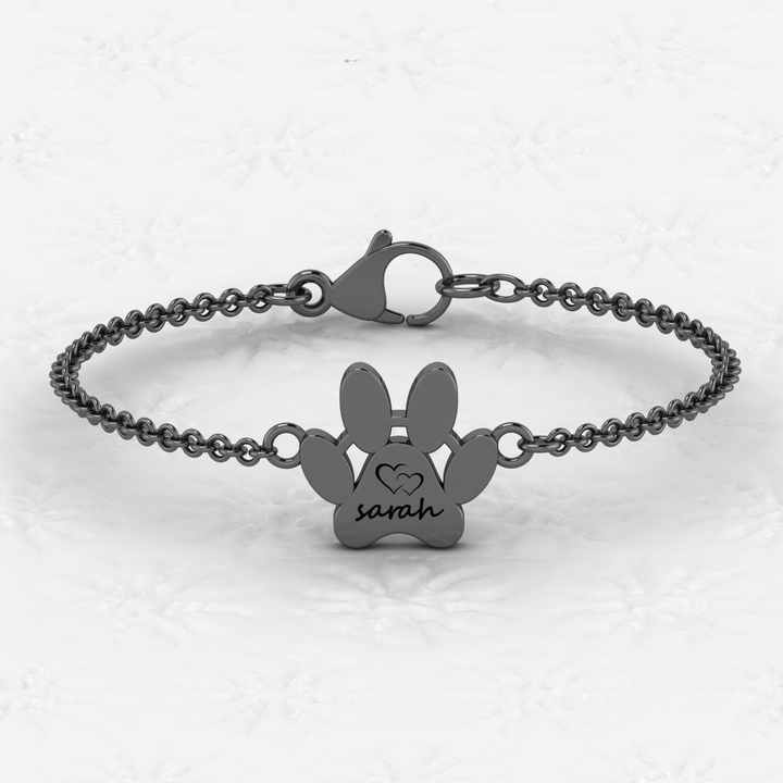 Top Selling 925 Sterling Silver 18K Gold Plated Personalized Name Dog Paw Bracelet Setting Minimalist Fine Jewelry for Women