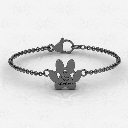 Top Selling 925 Sterling Silver 18K Gold Plated Personalized Name Dog Paw Bracelet Setting Minimalist Fine Jewelry for Women