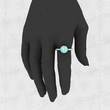 Best Selling 925 Sterling Silver Fine Ring for Women 8mm Natural Arizona Turquoise Stone Beaded Band with Bezel