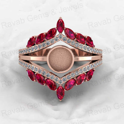Solid 925 Sterling Silver 6mm Round With CZ Semi Mounting Blank Bezel Cocktail Ring Setting for Ashes Resin & Gemstone Jewelry