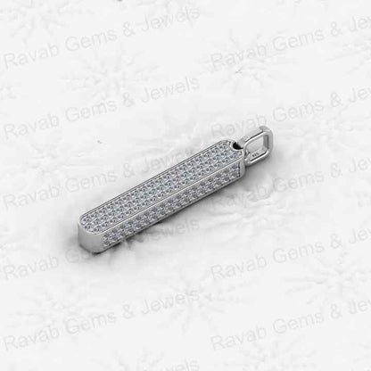 New Arrival Solid 925 Sterling Silver Vertical Bar Micro Pave Diamond CZ Prong Setting Pendant for Men's Fine Classic Necklaces