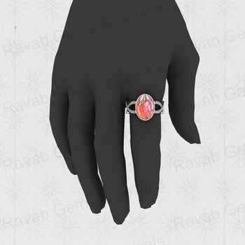 Top Selling 925 Sterling Silver Fine Ring Spiny Oyster Turquoise Gemstone Bezel Setting With CZ for Wedding Cocktail Parties