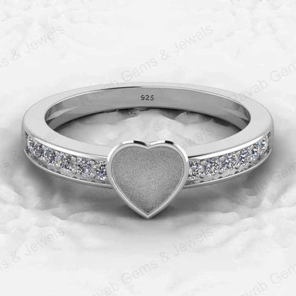 Ultimate 925 Sterling Silver 6mm Semi Mount Ring Heart Design Resin Ashes Excellent Keepsake Genuine Cremation Jewelry