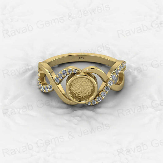 Solid 925 Sterling Silver Infinity Wedding Semi Mount Blank Setting Wedding Ring Good for Ashes & Resin Work Breastmilk Jewelry