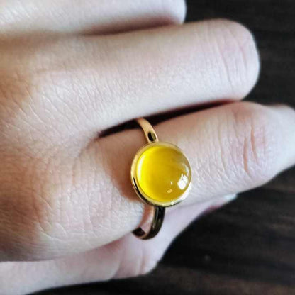 Best Quality Genuine Yellow Chalcedony 10mm Round Shape Bezel Setting Solid 925 Sterling Silver Women Handmade Wholesale Jewelry